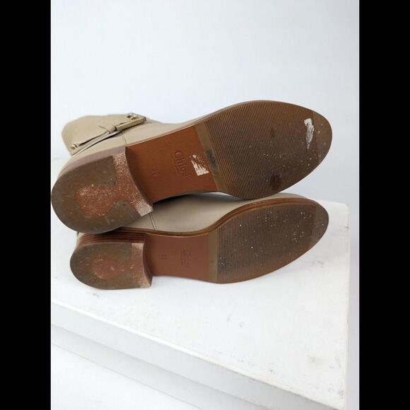 [SOLD] CHLOE Sz EU39 US9 Knee High Riding Boots Prince Leather Cream Pull On - Picture 11 of 15